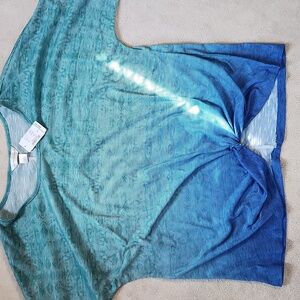 Christopher and Banks Blouse Black Stripe Starts Green and ends blue XL